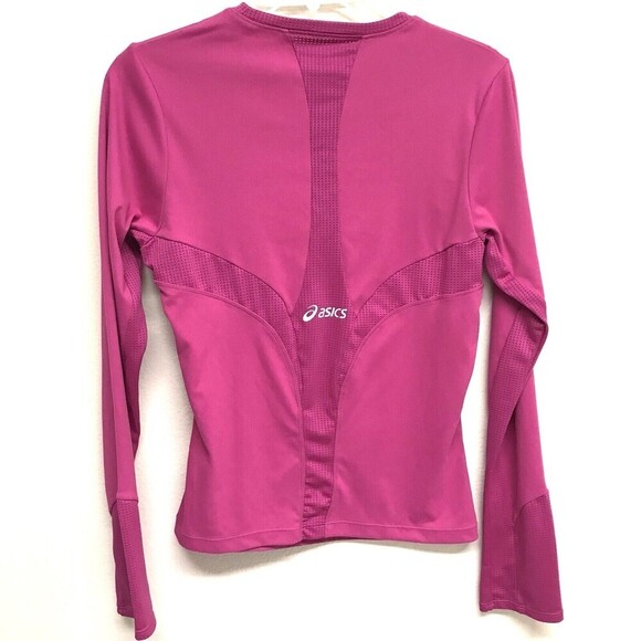 ASICS Women’s Size Medium Long Sleeve Athletic Shirt Top Pink 2 tone Vent EUC - Picture 2 of 8